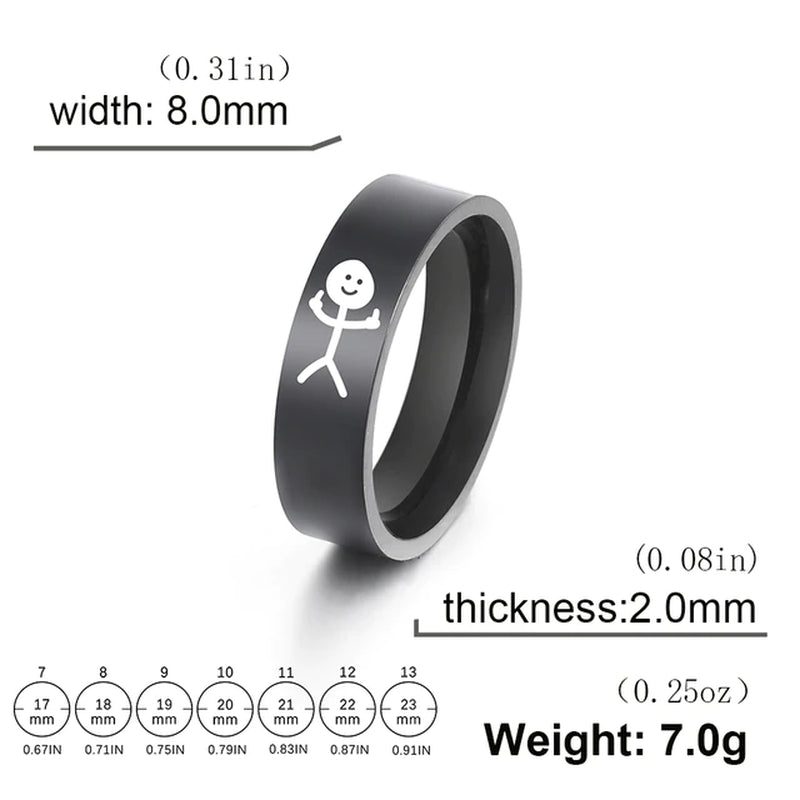Einfache Trend Lustige Mittelfinger Stickman Ring Hip Hop Fuxk Sie Doodle Ringe für Mann Paar Party Neue Geschenke Schmuck