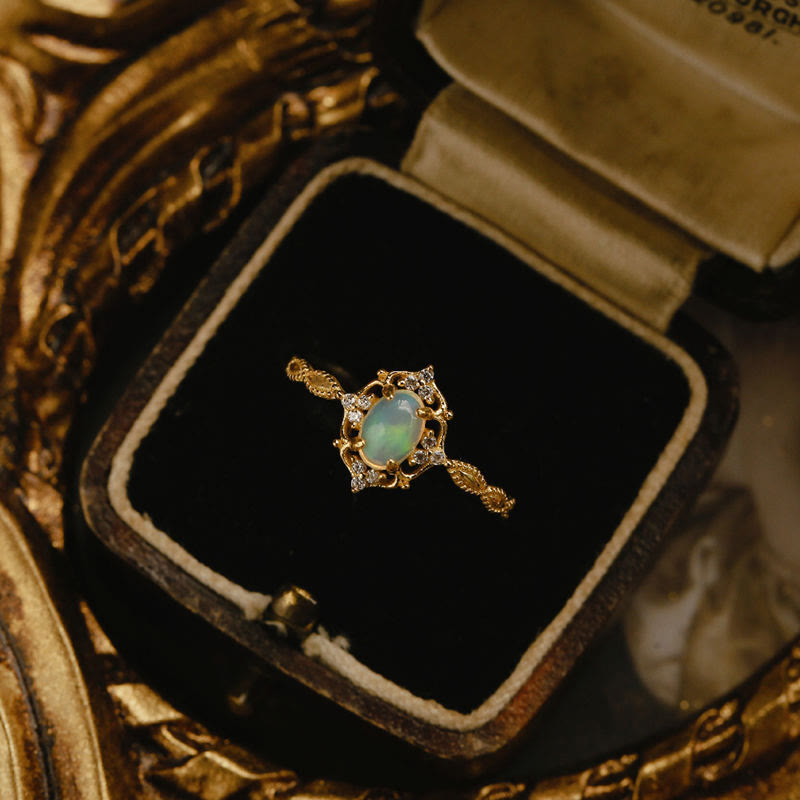 Verstellbarer Vintage Natürlicher Opalring