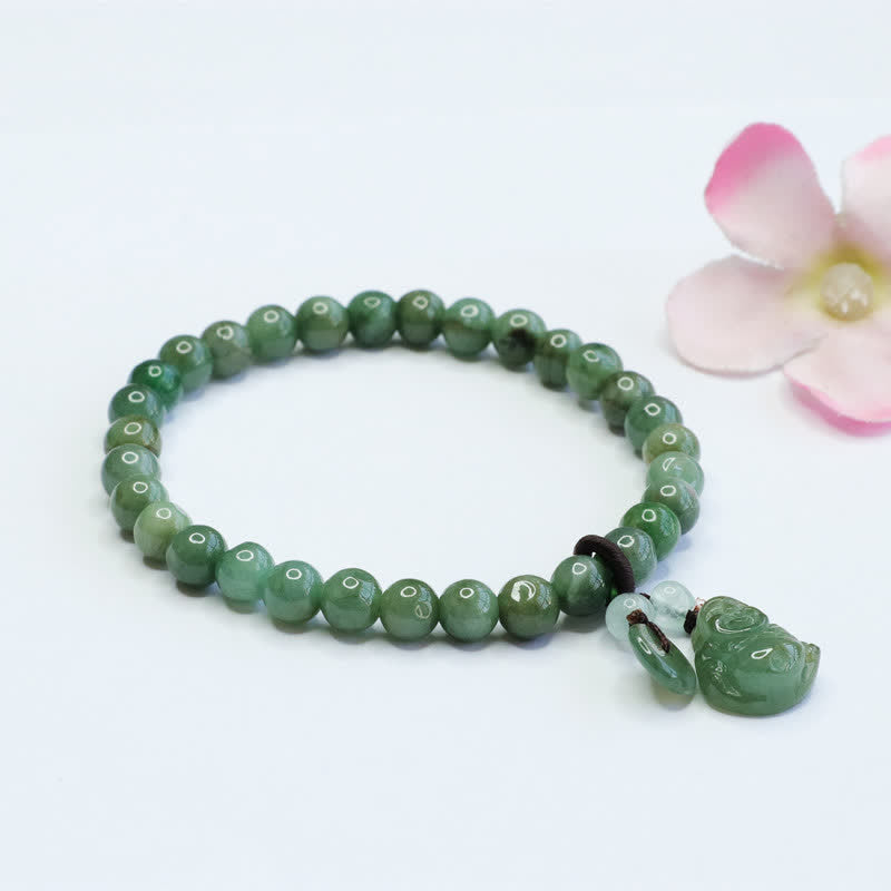 Chavri Lachender Buddha Cyan Jade Heilarmband