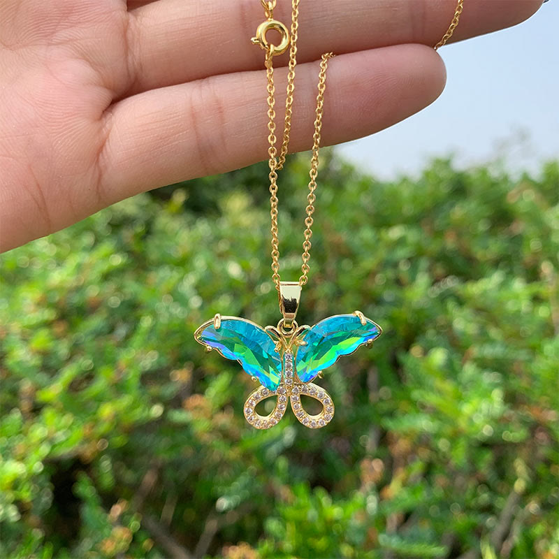 Kristallglas Schmetterling Halskette
