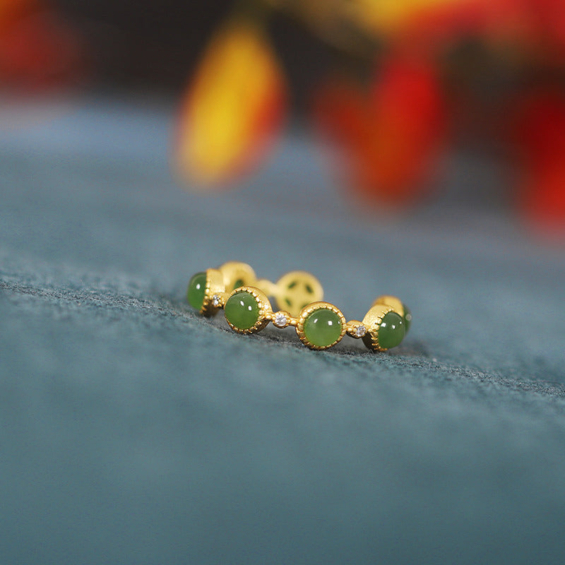 Chavri Cyan Jade Healing Calm Verstellbarer Ring