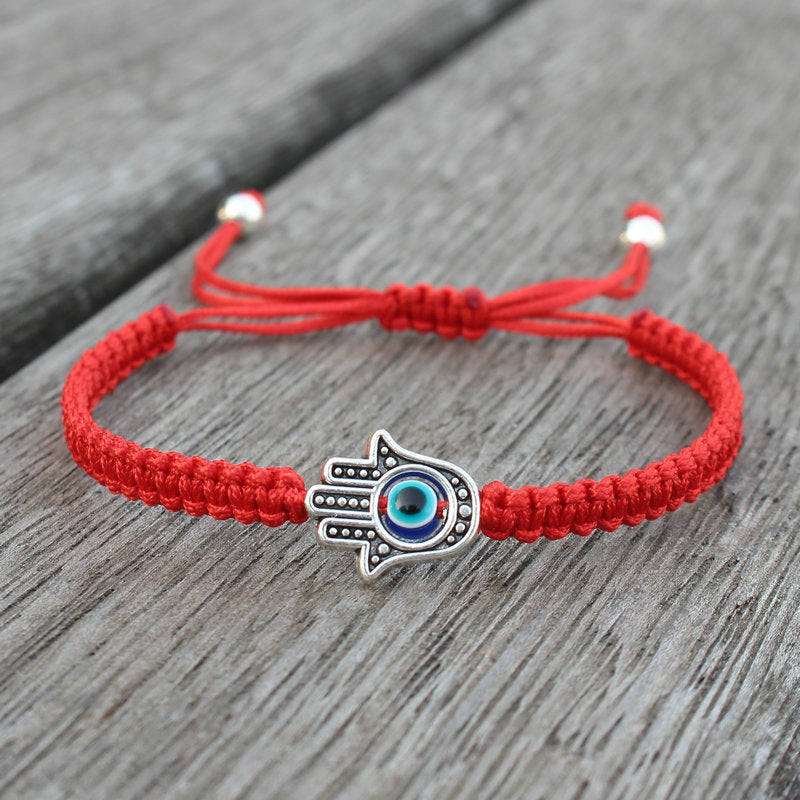 Handgefertigtes Chavri-Armband mit Hamsa-Symbol, Schutz und Glück