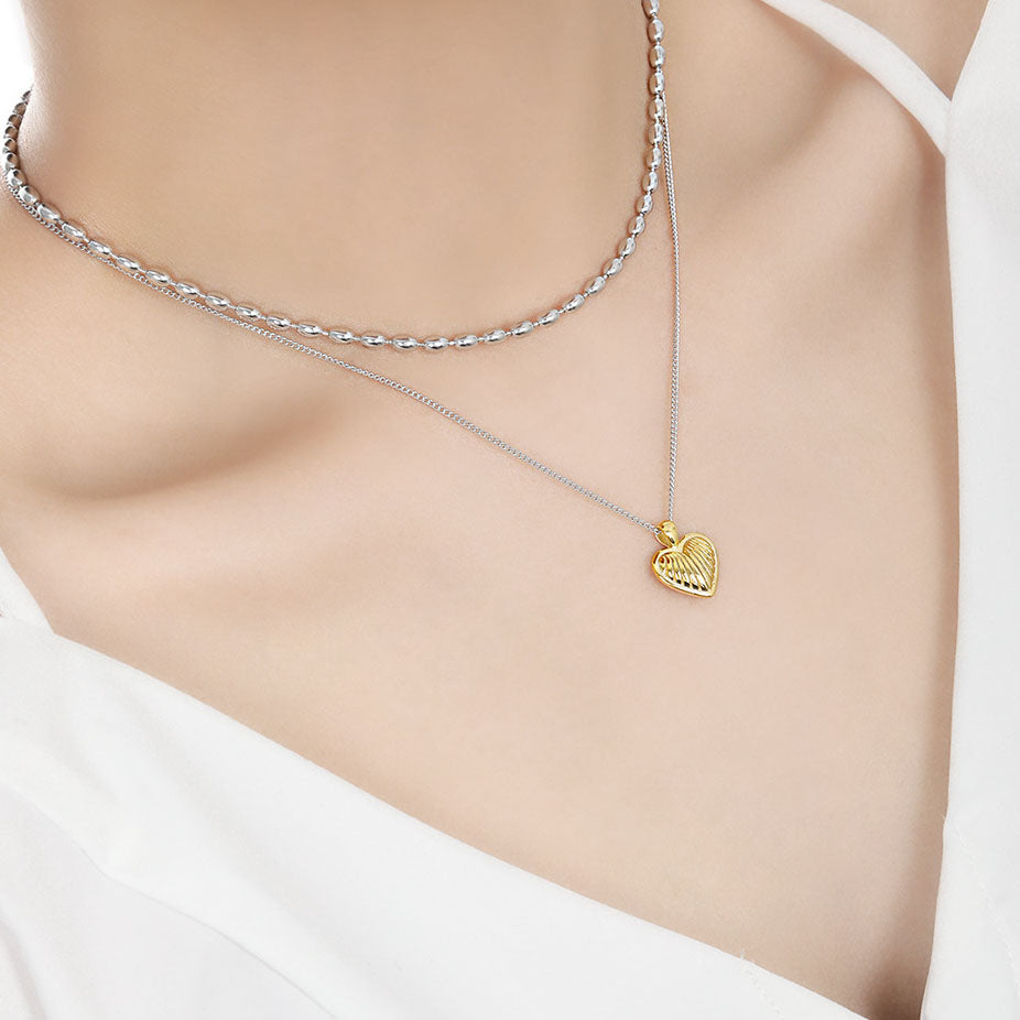 Goldherz-Halskette aus 925er-Sterlingsilber