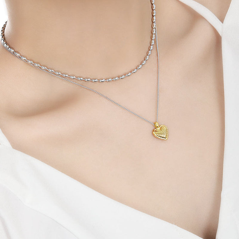 Goldherz-Halskette aus 925er-Sterlingsilber