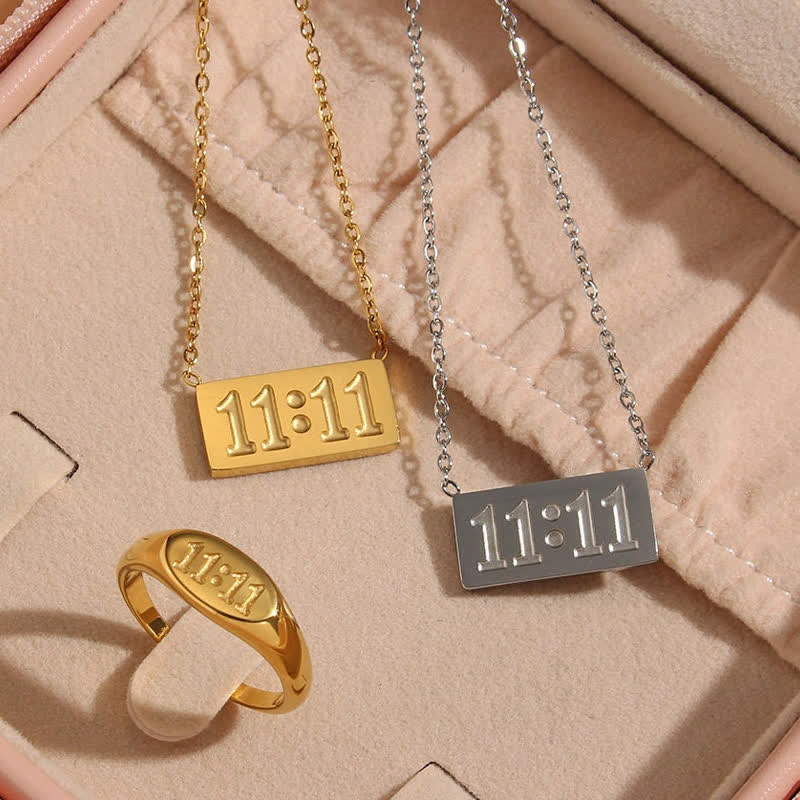 11 11 Engelsnummer Zierkette Und Ring