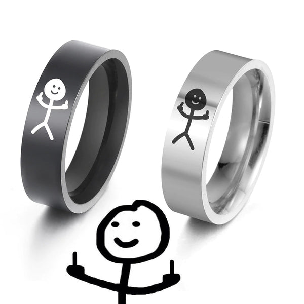 Einfache Trend Lustige Mittelfinger Stickman Ring Hip Hop Fuxk Sie Doodle Ringe für Mann Paar Party Neue Geschenke Schmuck