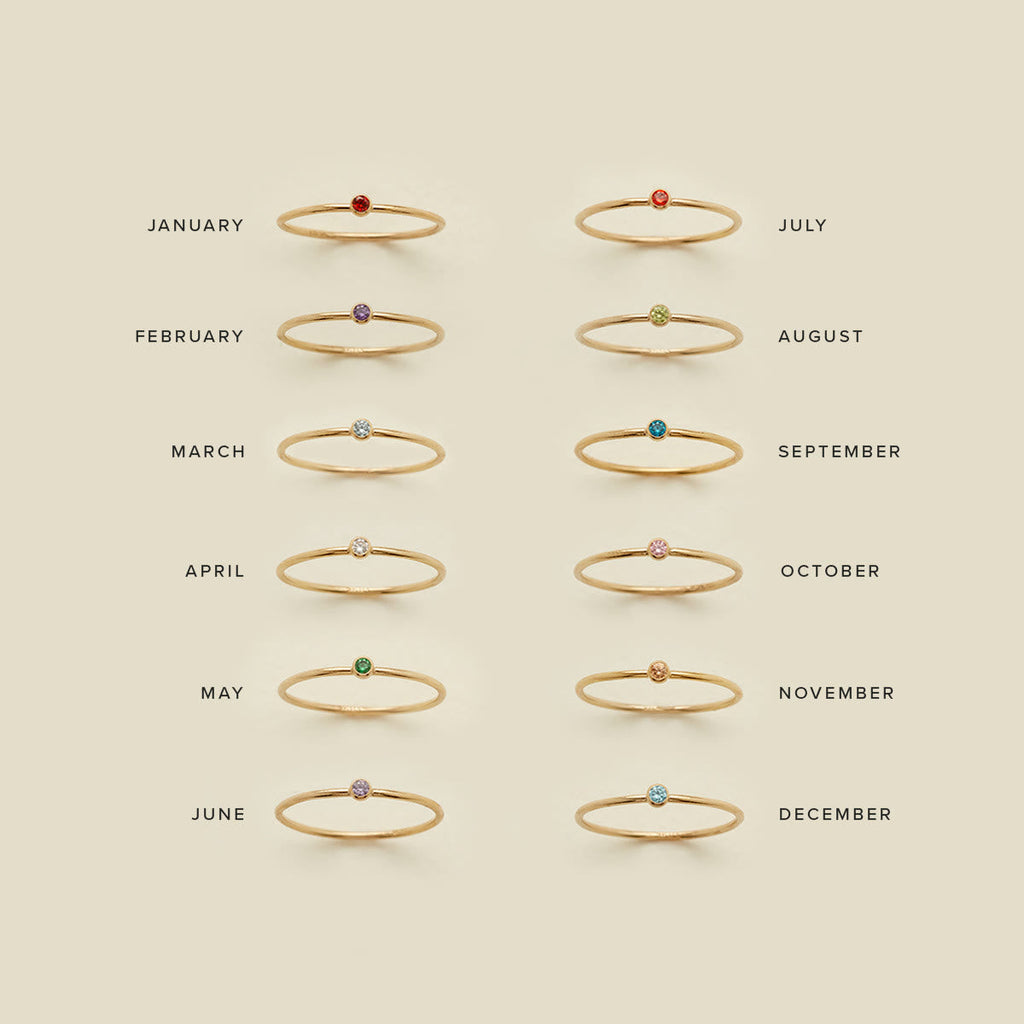 Geburtsstein 12 Monate Geburtsschlanker Ring