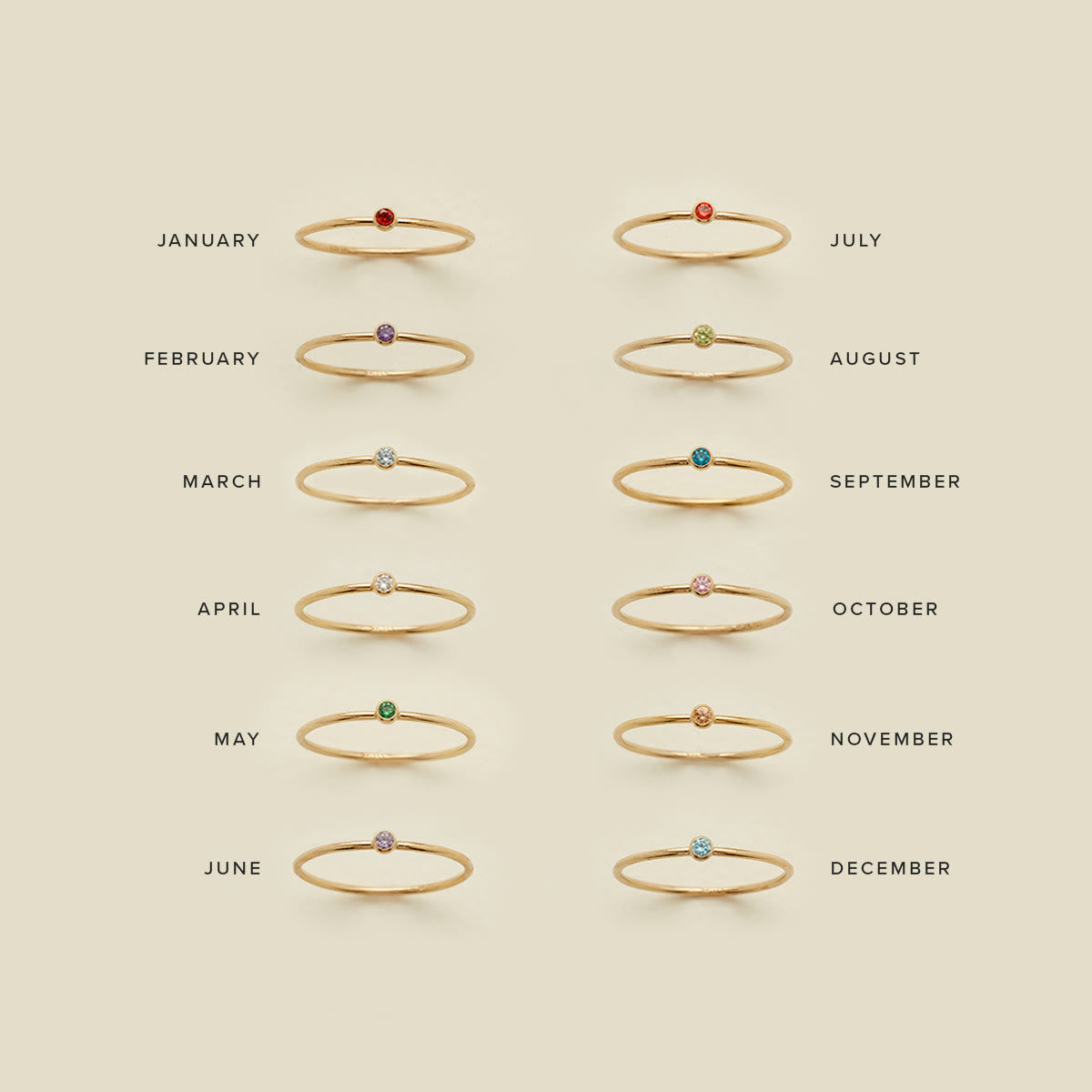 Geburtsstein 12 Monate Geburtsschlanker Ring
