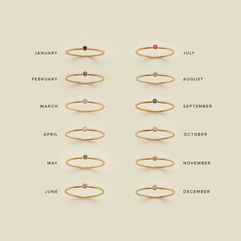 Geburtsstein 12 Monate Geburtsschlanker Ring