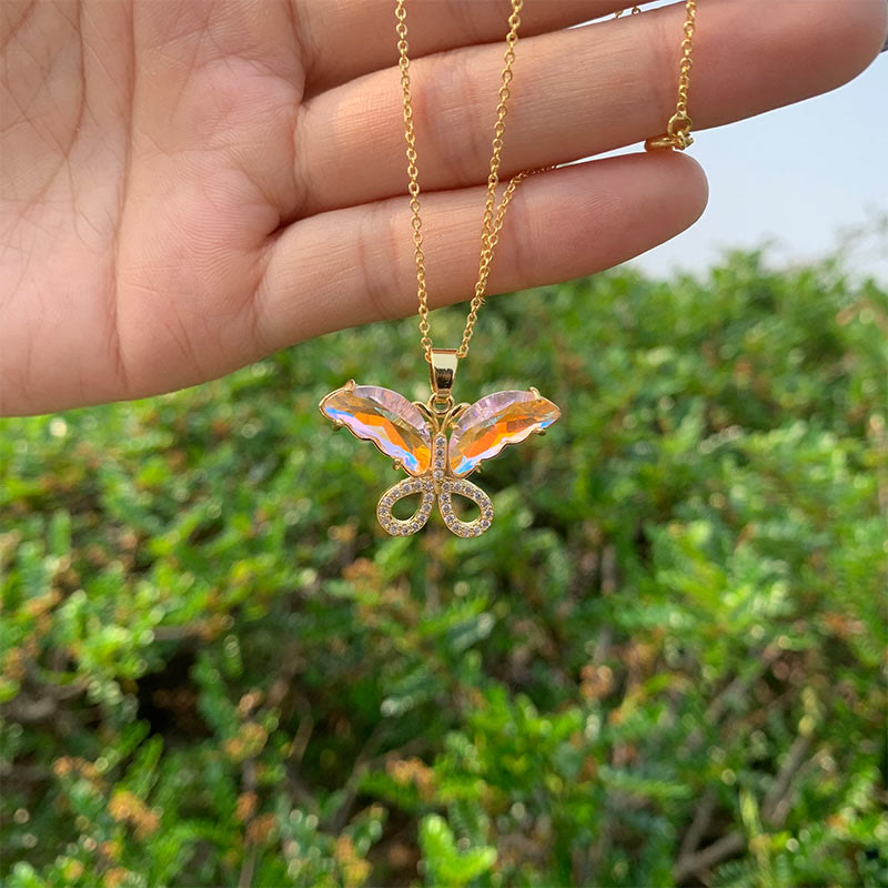 Kristallglas Schmetterling Halskette