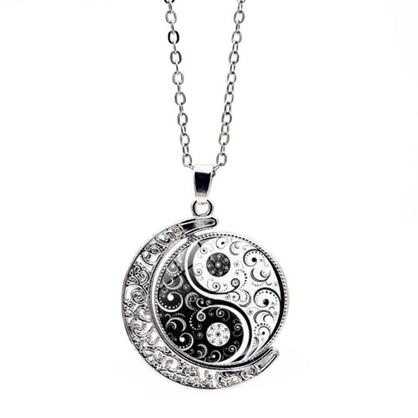 Chavri Yin Yang Mond Balance Harmonie Rotation Halskette Anhänger