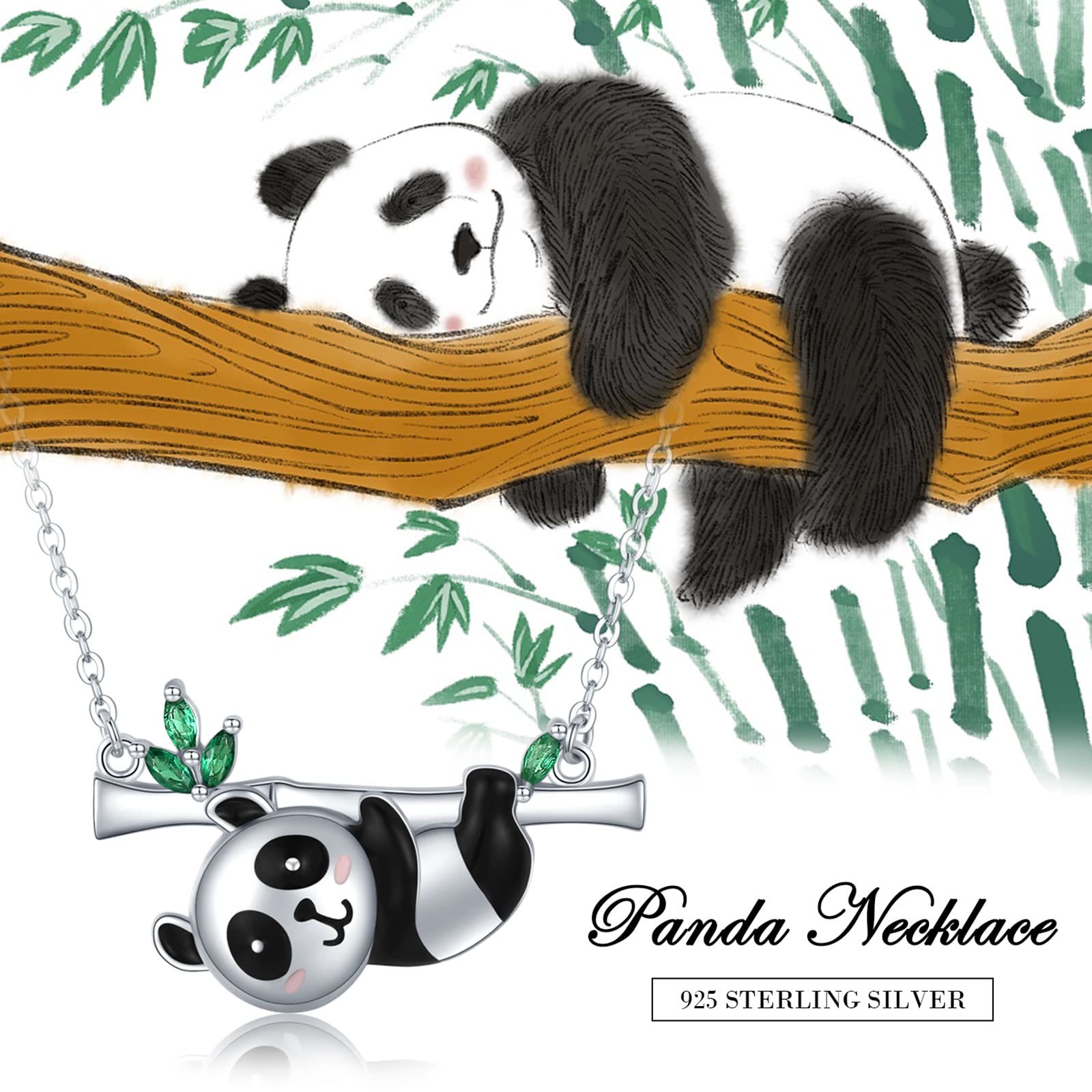 Glück Und Liebe Süße Panda -Blatt -Halskette