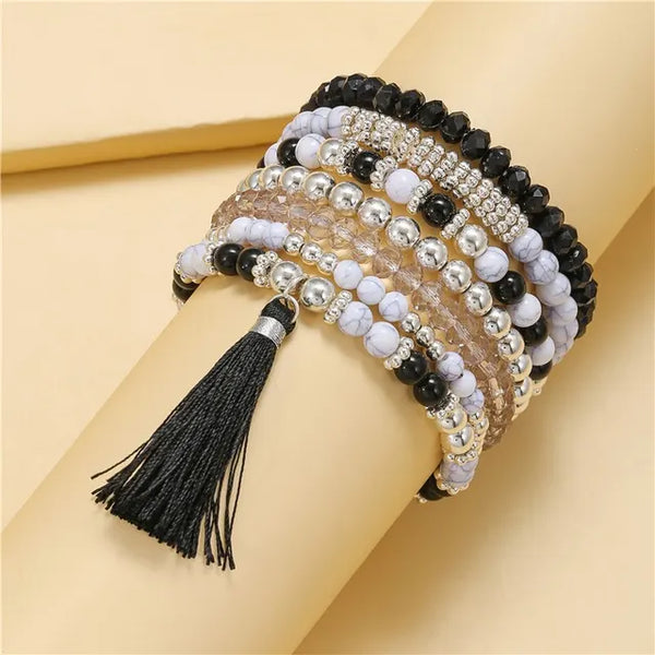 Bohemian Multi Layer Charm Armbänder Set für Frauen Mädchen