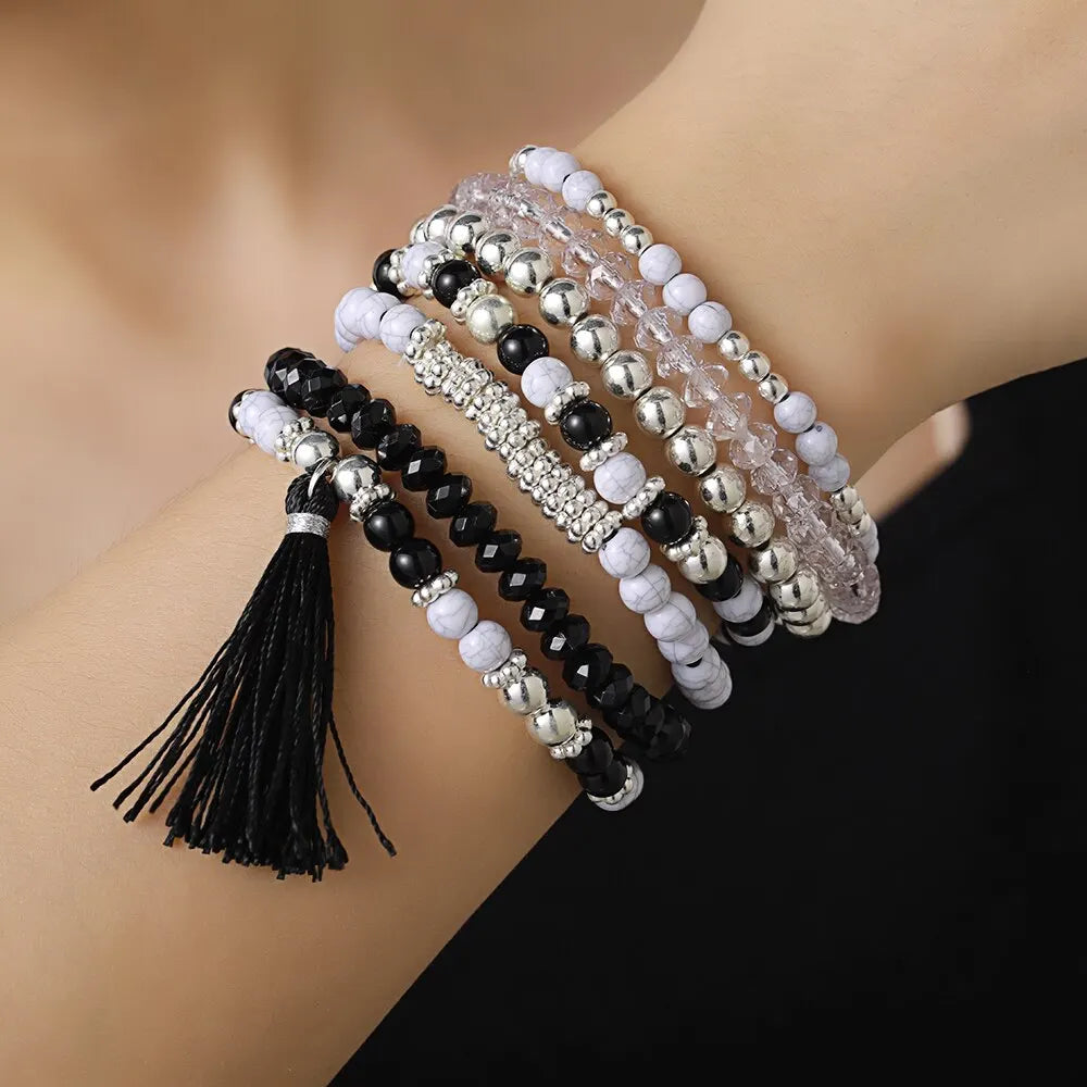 Bohemian Multi Layer Charm Armbänder Set für Frauen Mädchen