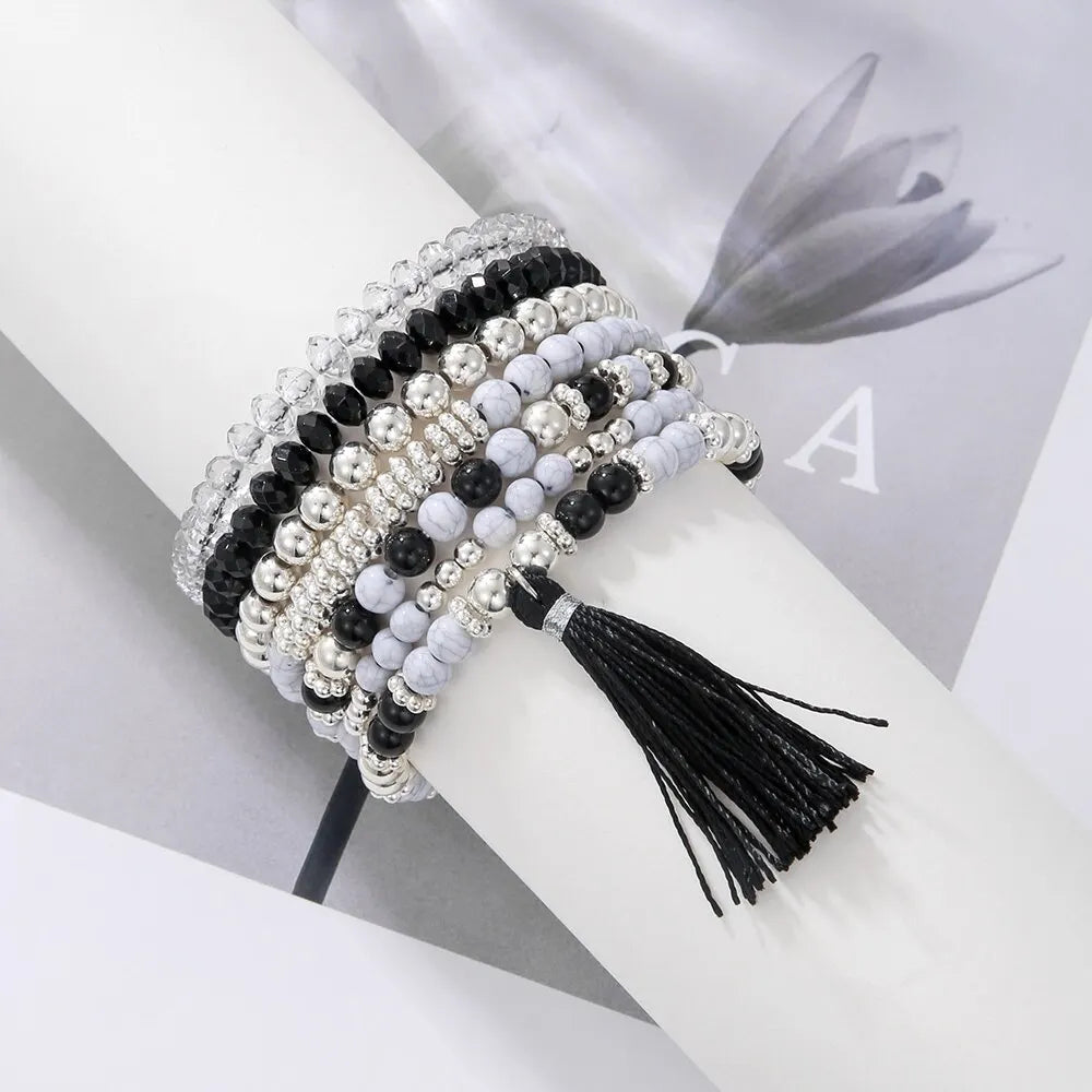 Bohemian Multi Layer Charm Armbänder Set für Frauen Mädchen