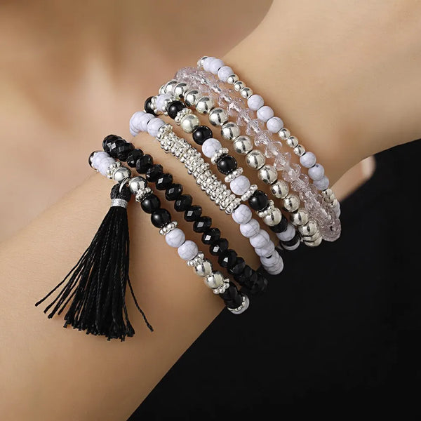 Bohemian Multi Layer Charm Armbänder Set für Frauen Mädchen