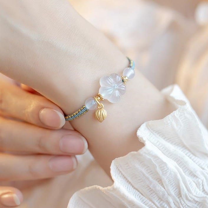 Chavri rotes Achat-Jade-Lotus-Selbstvertrauen, ruhiges Schnurarmband