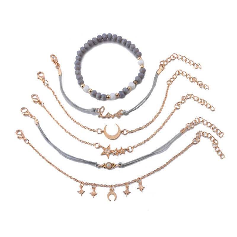 6Pcs Frauen Boho Star Moon Armband Set