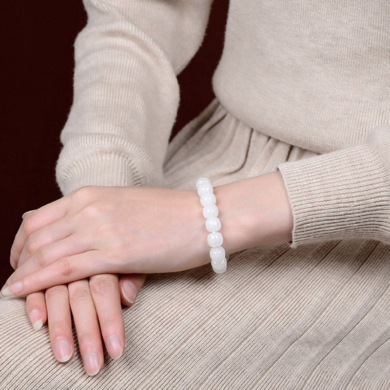 Chavri Hetian Glückssegen-Armband aus weißer Jade