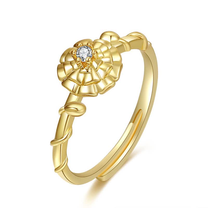 Einstellbarer Geburtsstein Mit Geburtsblütenring