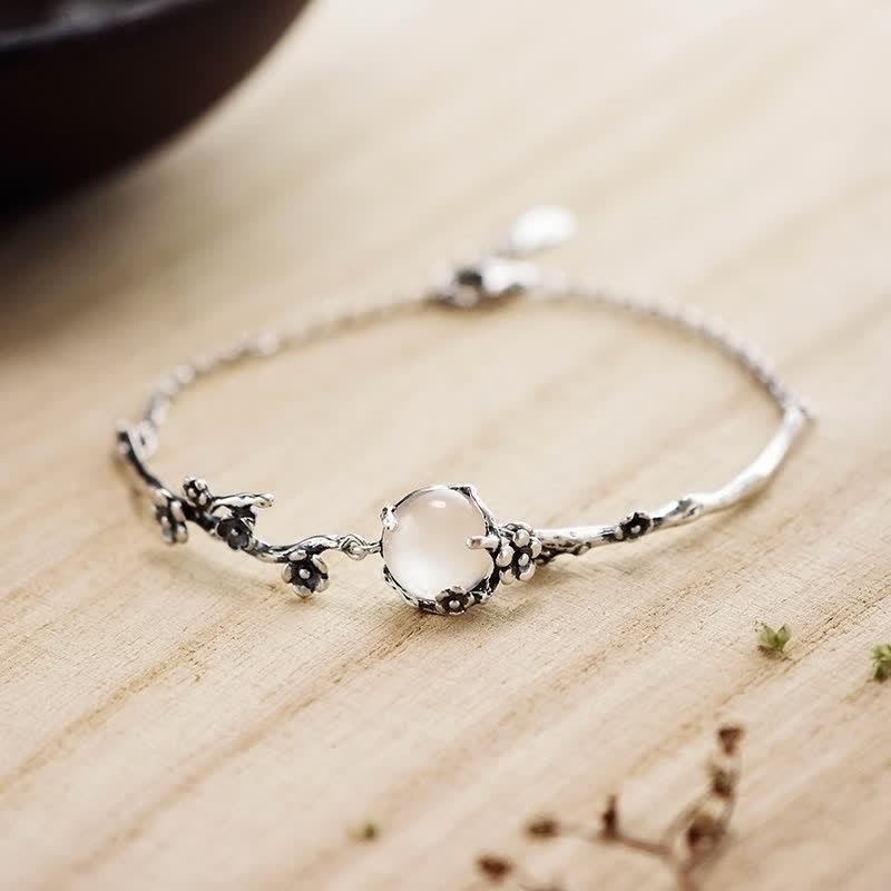 Chavri Pflaumenblüten-Chalcedon-Positiv-Armband