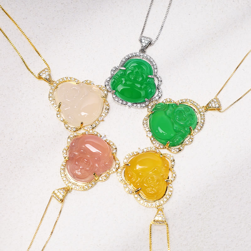 Chavri Glücksbringer-Halskette mit lachendem Buddha