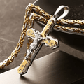 Mode Männer Silber Und Goldkreuz Anhänger Halskette