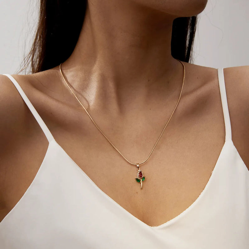 Mode Bunte Zirkon -Tulpe -Halskette