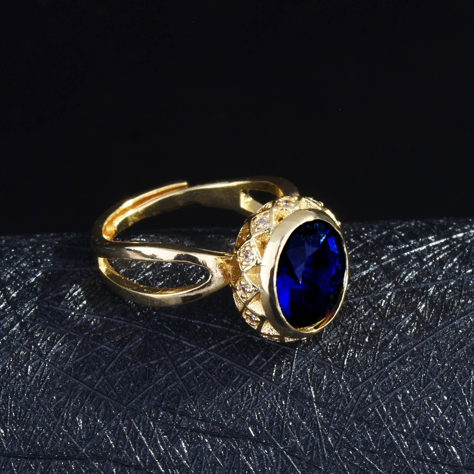 14K Gold Blue Sapphire Frauen Klingeln