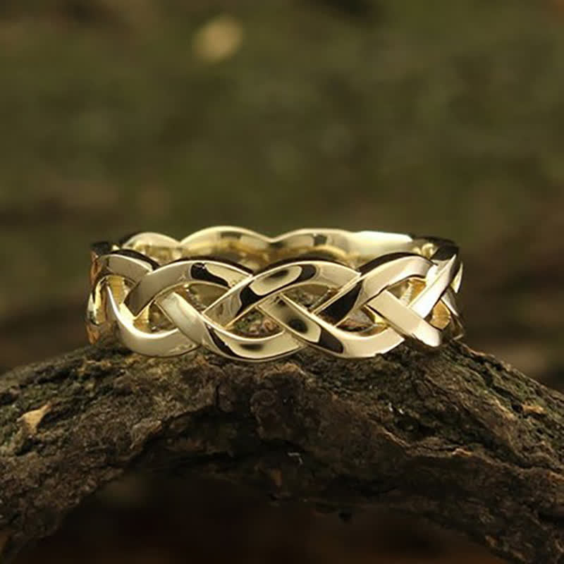 Antike Gold Geflochtene Wrap Openwork Ring