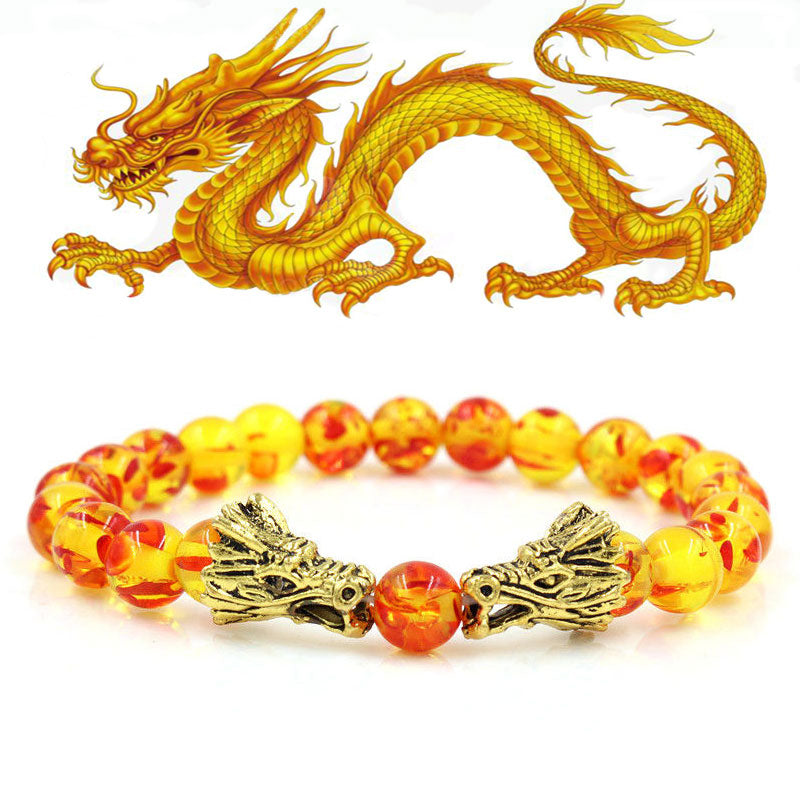 Chavri Weiß Türkis Lava Rock Dragon Blessing Perlenarmband