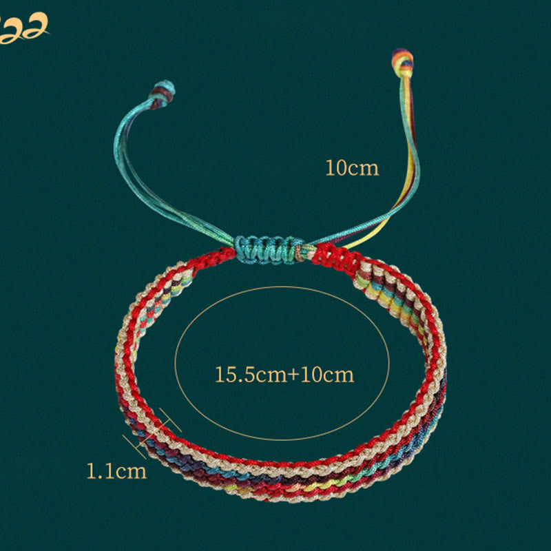 Chavri Tibet Handgefertigtes, regenbogenfarbenes, geflochtenes Schutzarmband