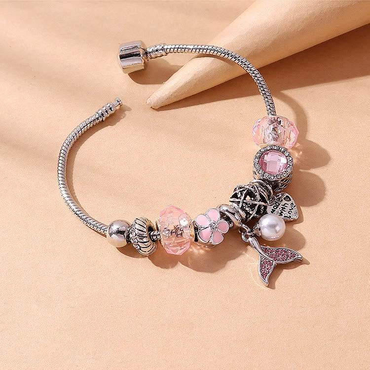 Hergestellt Mit Liebesbrief Rosa Meerjungfrau Schwanzperle Anhänger Armband