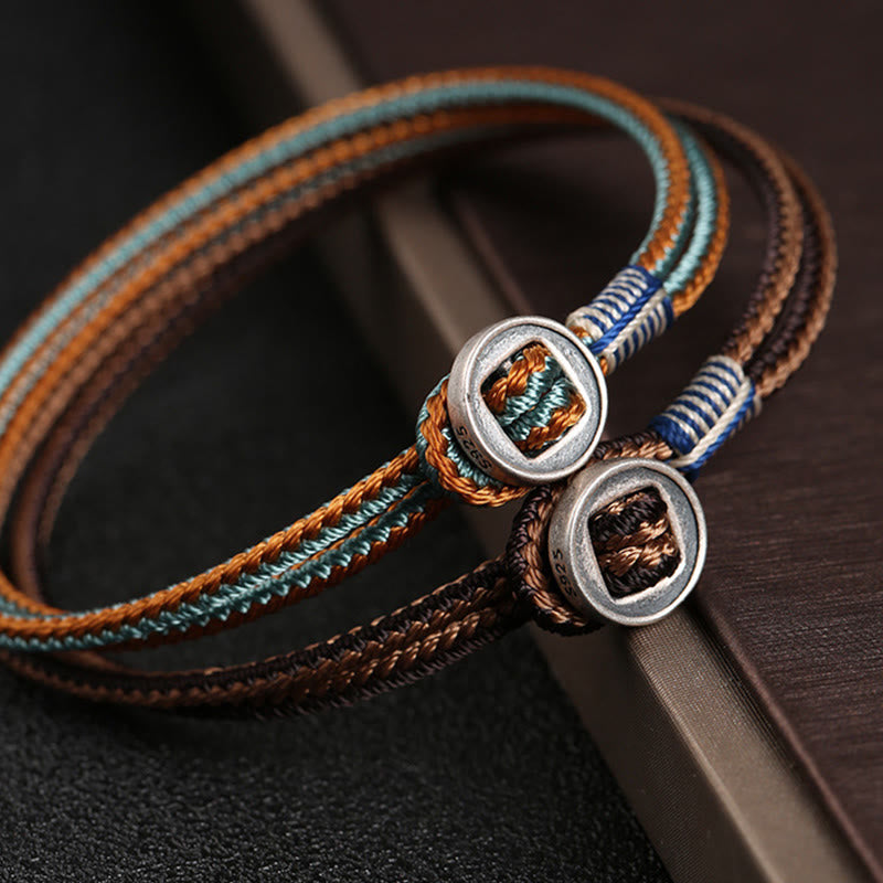 Handgefertigtes Chavri-Armband aus 925er-Sterlingsilber mit Knopfschutz