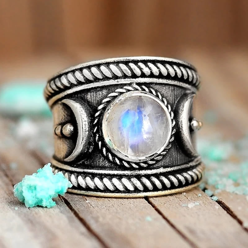 Boho Mondmondstein Ring Sterling Silber