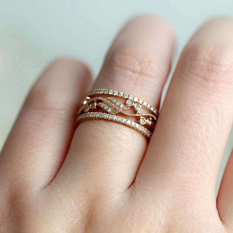 Blumendesign 3 Stück Verlobungszirkon Ring