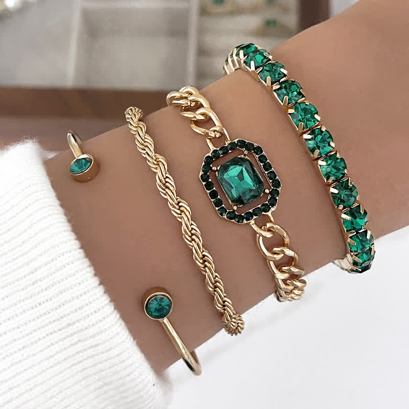 4Pcs Twist Imitation Edelsteinarmband Set
