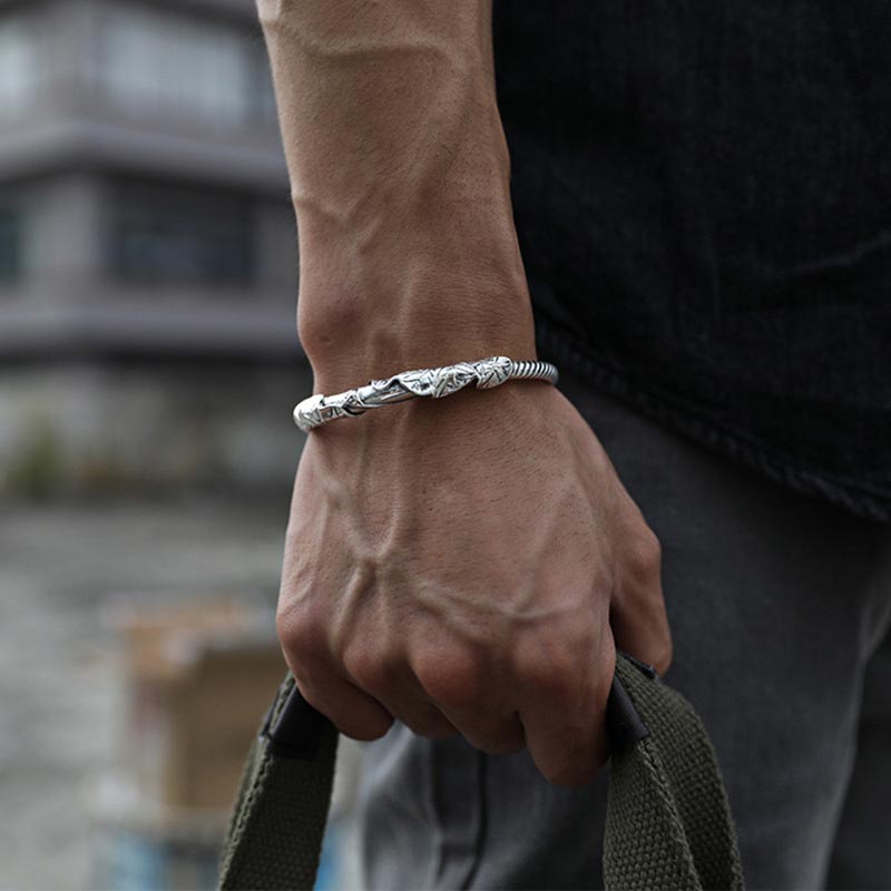 Chavri tibetisches Lotus-Armband aus weißem Kupfer