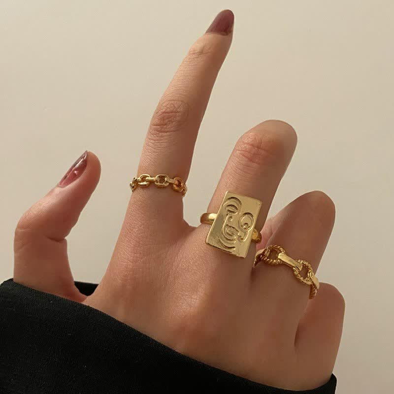 10Pcs Frauen Bohemian Geometrischer Ring -Set