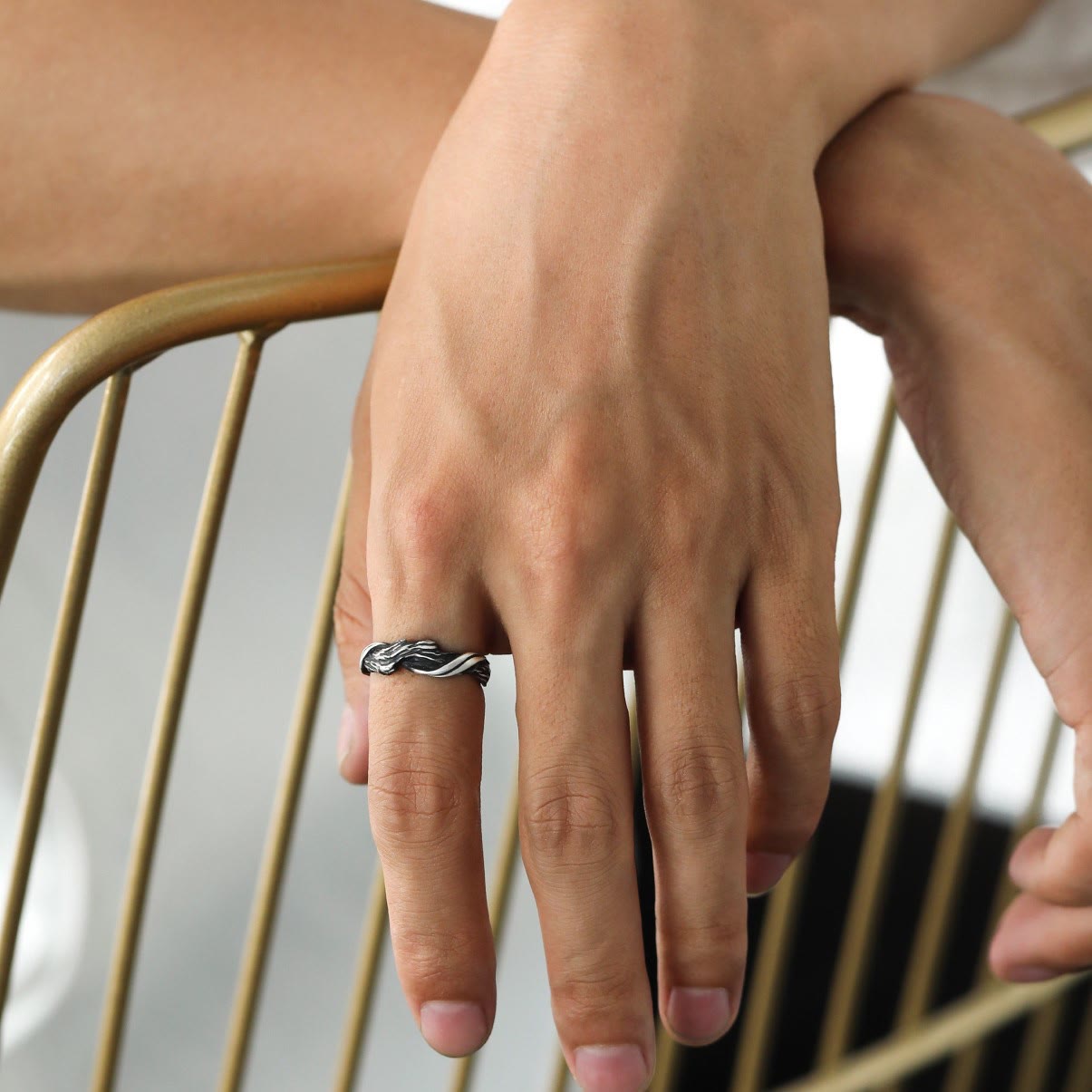 Driftwood Vintage Distressed 999 Sterling Silber Ring