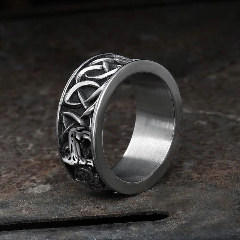 Fenris Wolf Edelstahl Viking Ring