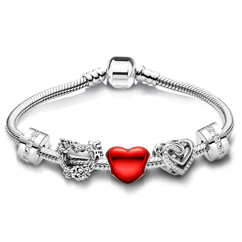 Trendy Romantische 2021 Silber Farbe Charm Armband mit Glückliche Familie Strang Marke Armband für Frauen DIY Schmuck Machen