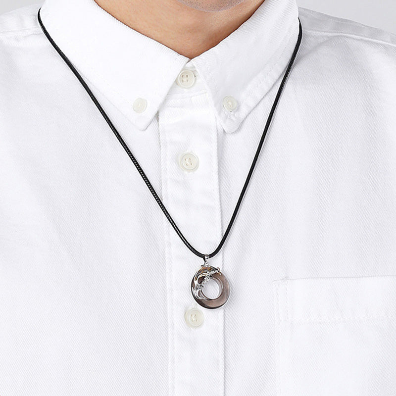 Chavri-Mondstein, schwarzer Obsidian, Koi-Fisch, heilender Liebes-Halsketten-Anhänger