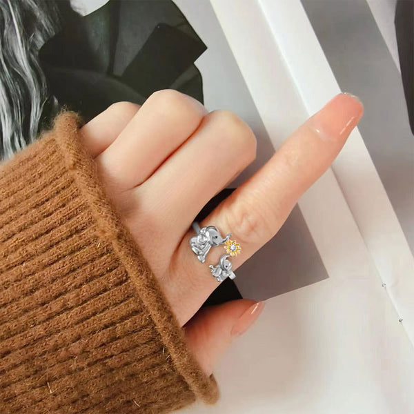 Ich Liebe Dich Für Immer Mutter Und Kinder -Elefant Daisy Ring