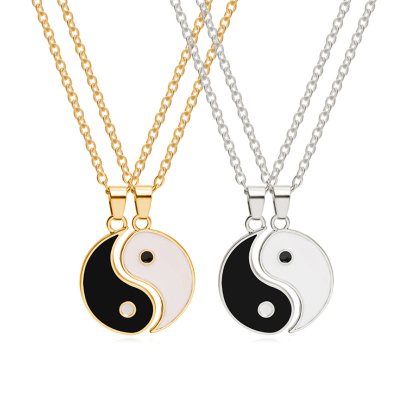 Chavri Yin Yang Hämatit Anhänger Paar Halskette
