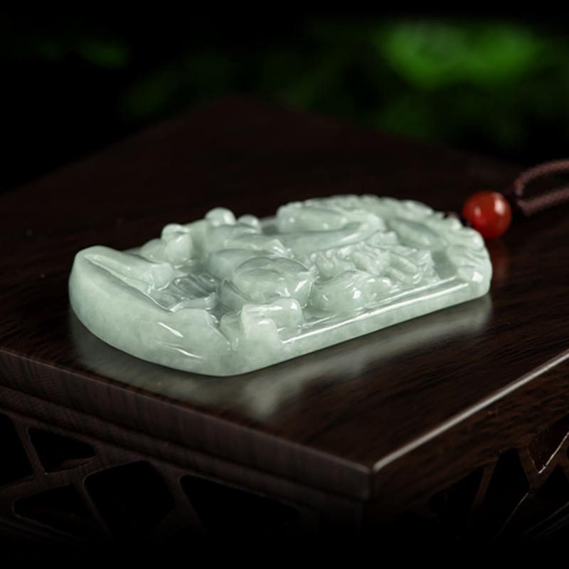 Chavri natürliche Jade 12 chinesische Sternzeichen Fülle Amulett Anhänger Halskette