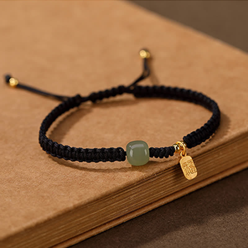 Chavri 925 Sterling Silber Hetian Jade Segen Reichtum rote Schnur Armband