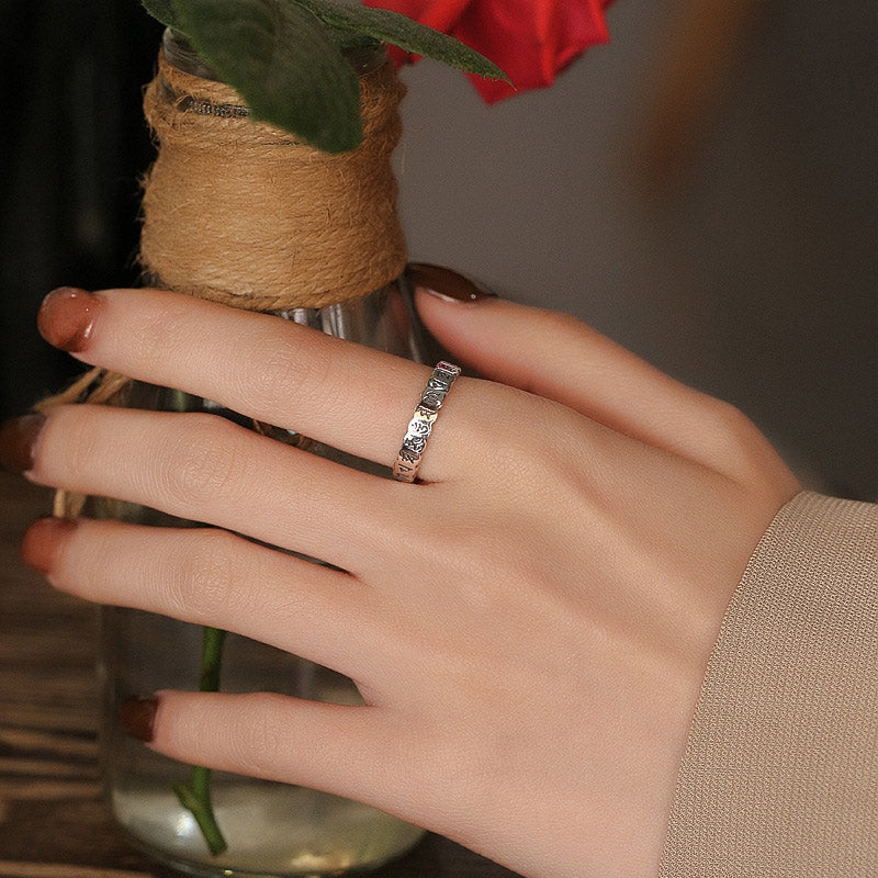 Chavri Ring aus 925er-Sterlingsilber mit sechs wahren Worten und ruhiger Weisheit
