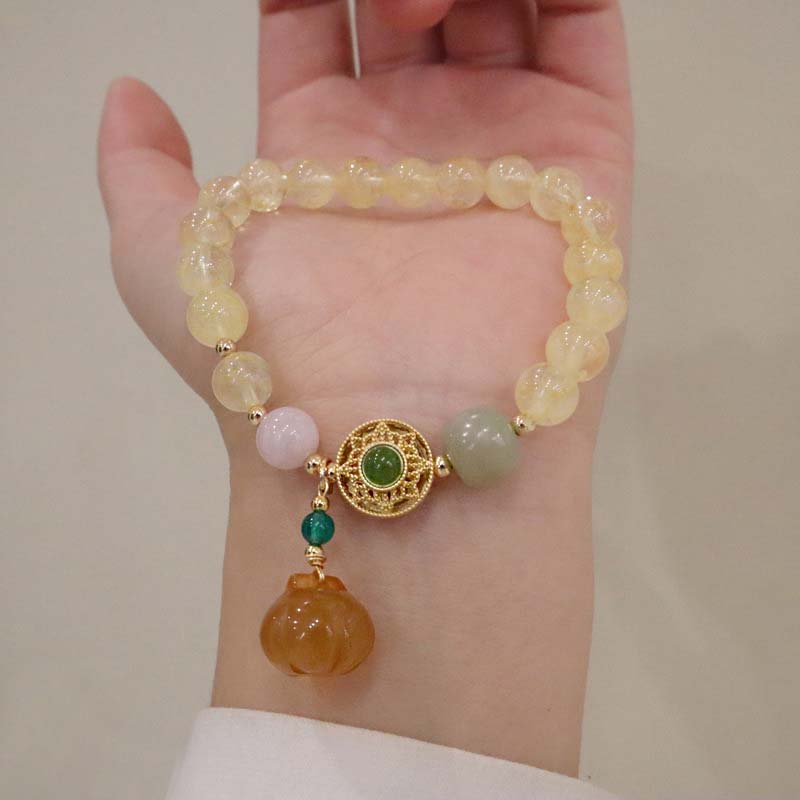 Chavri natürliches Citrin-Jade-Blessing-Glücks-Kürbis-Charm-Armband