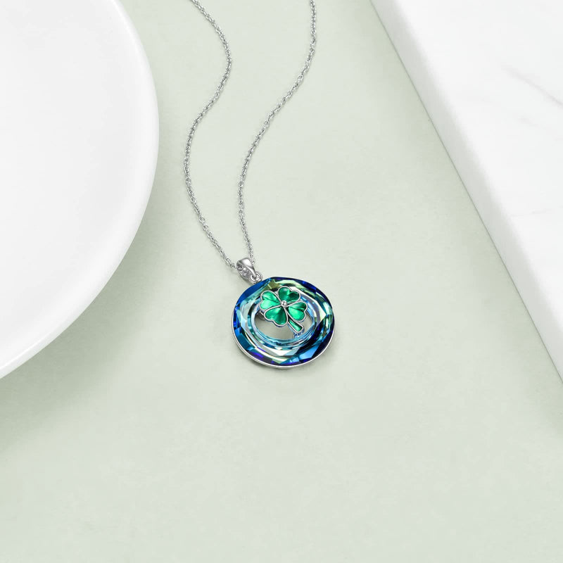 Viel Glück Kristall Vier Blätter Klee Halskette